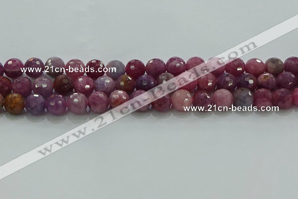 CRZ1125 15.5 inches 9mm faceted round natural ruby gemstone beads