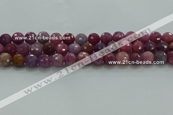 CRZ1126 15.5 inches 10mm faceted round natural ruby gemstone beads