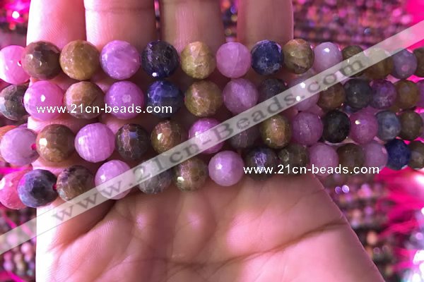 CRZ1132 15.5 inches 8mm faceted round ruby sapphire beads