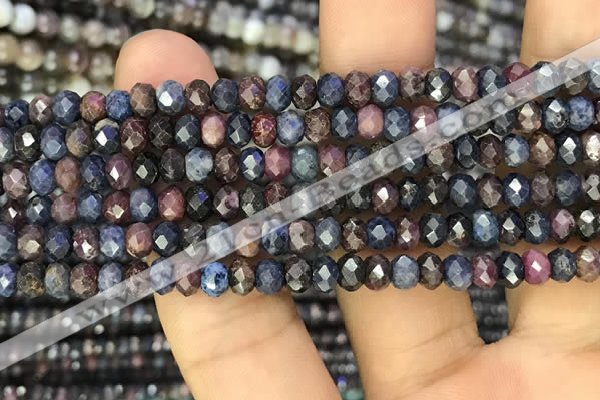 CRZ1136 15.5 inches 4*5mm faceted rondelle ruby & sapphire beads