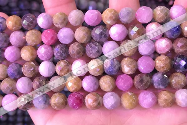 CRZ1143 15.5 inches 8mm faceted round ruby sapphire beads