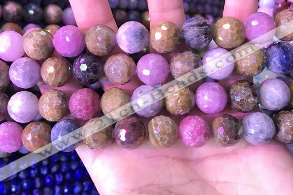 CRZ1145 15.5 inches 12mm faceted round ruby sapphire beads