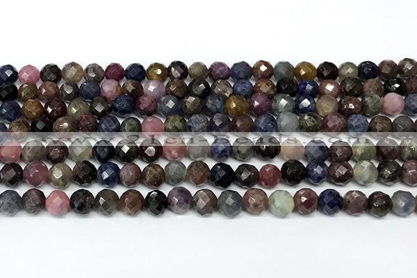 CRZ1169 15 inches 6mm faceted round ruby sapphire beads