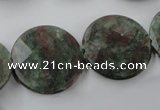 CRZ218 15.5 inches 25mm faceted coin ruby zoisite gemstone beads