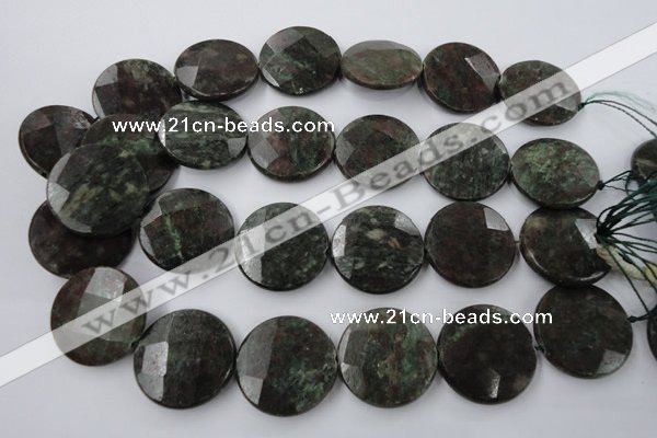 CRZ219 15.5 inches 30mm faceted coin ruby zoisite gemstone beads