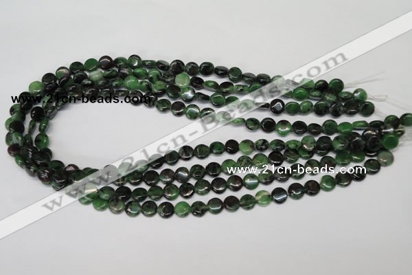 CRZ23 15.5 inches 8mm flat round ruby zoisite gemstone beads