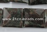 CRZ238 15.5 inches 25*25mm faceted square ruby zoisite gemstone beads