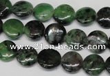 CRZ24 15.5 inches 12mm flat round ruby zoisite gemstone beads