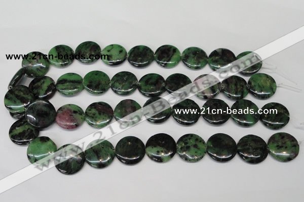 CRZ28 15.5 inches 20mm flat round ruby zoisite gemstone beads