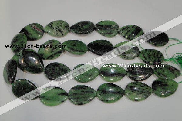 CRZ490 15.5 inches 22*30mm flat teardrop ruby zoisite gemstone beads