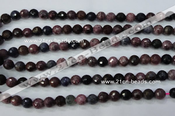 CRZ512 15.5 inches 8mm faceted round natural ruby sapphire beads