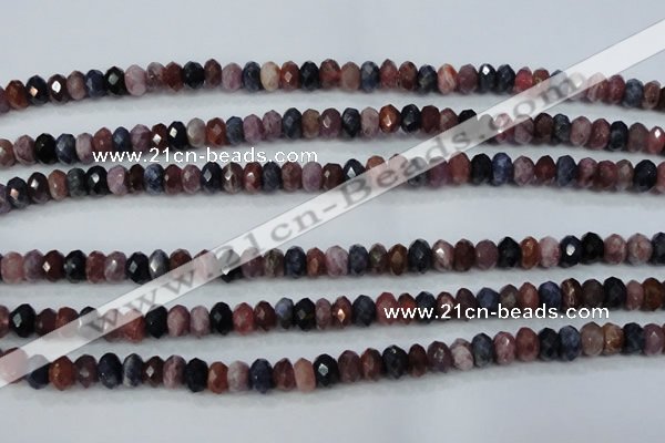 CRZ522 15.5 inches 4*6mm faceted rondelle natural ruby sapphire beads