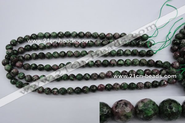 CRZ551 15.5 inches 9mm faceted round Chinese ruby zoisite beads