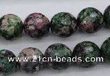 CRZ552 15.5 inches 13mm faceted round Chinese ruby zoisite beads