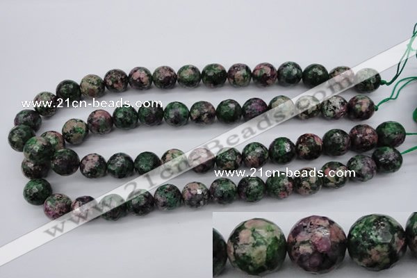 CRZ552 15.5 inches 13mm faceted round Chinese ruby zoisite beads