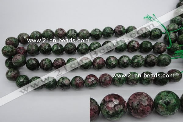 CRZ553 15.5 inches 15mm faceted round Chinese ruby zoisite beads