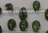 CRZ649 Top-drilled 9*14mm flat teardrop New ruby zoisite gemstone beads