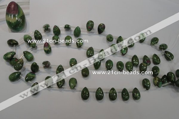 CRZ649 Top-drilled 9*14mm flat teardrop New ruby zoisite gemstone beads