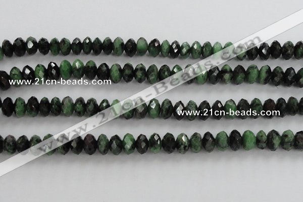CRZ703 15 inches 6*10mm faceted rondelle ruby zoisite gemstone beads