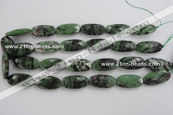 CRZ711 15 inches 15*30mm faceted oval ruby zoisite gemstone beads