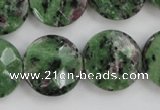 CRZ716 15 inches 20mm faceted coin ruby zoisite gemstone beads