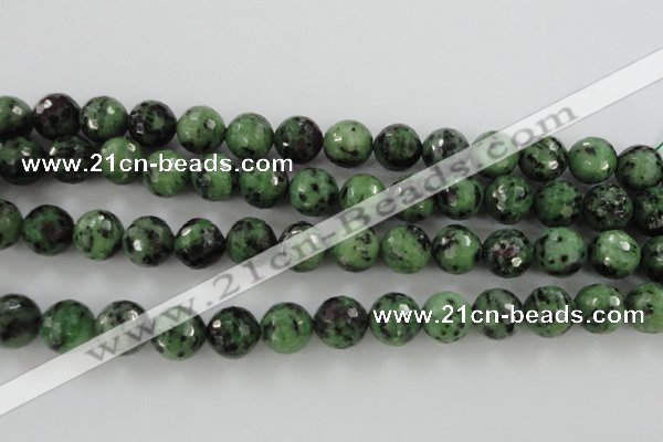 CRZ732 15.5 inches 10mm faceted round ruby zoisite gemstone beads