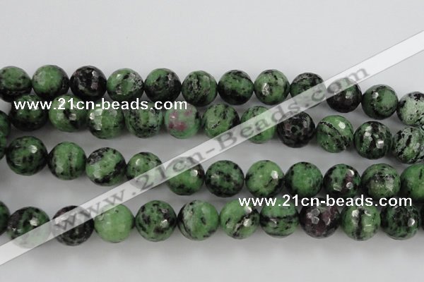 CRZ734 15.5 inches 14mm faceted round ruby zoisite gemstone beads