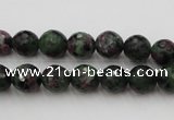 CRZ740 15.5 inches 9mm faceted round ruby zoisite gemstone beads