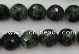 CRZ742 15.5 inches 13mm faceted round ruby zoisite gemstone beads