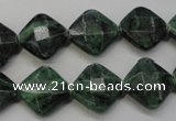 CRZ75 15.5 inches 14*14mm faceted diamond ruby zoisite gemstone beads