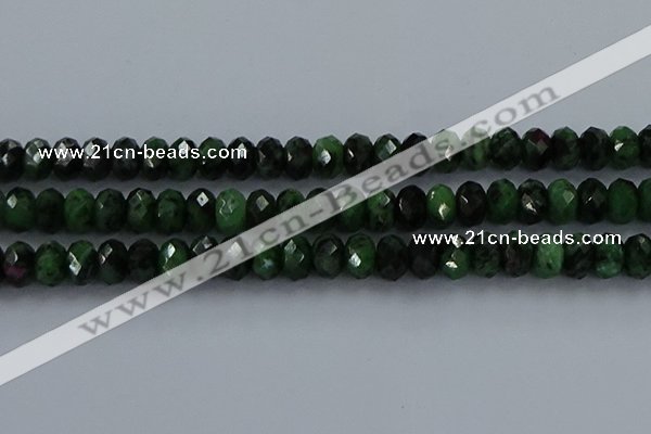 CRZ755 15.5 inches 6*10mm faceted rondelle ruby zoisite beads