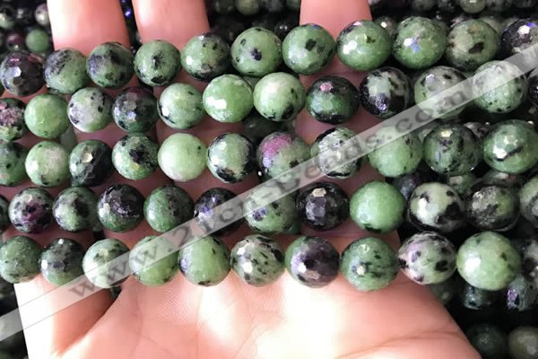 CRZ783 15.5 inches 10mm faceted round ruby zoisite beads wholesale