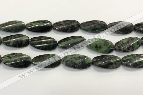 CRZ797 15.5 inches 15*30mm twisted oval ruby zoisite gemstone beads