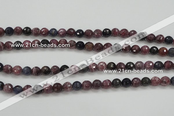 CRZ806 15.5 inches 8mm faceted round natural ruby sapphire beads