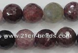 CRZ808 15.5 inches 12mm faceted round natural ruby sapphire beads