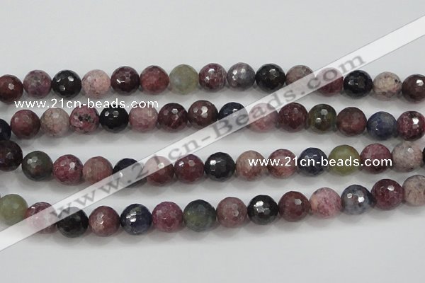 CRZ808 15.5 inches 12mm faceted round natural ruby sapphire beads