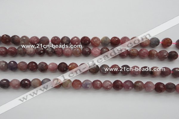 CRZ851 15.5 inches 7mm faceted round natural ruby gemstone beads