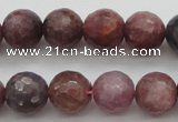 CRZ852 15.5 inches 8mm faceted round natural ruby gemstone beads