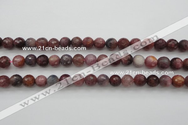 CRZ852 15.5 inches 8mm faceted round natural ruby gemstone beads