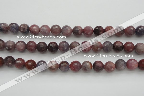 CRZ854 15.5 inches 10mm faceted round natural ruby gemstone beads