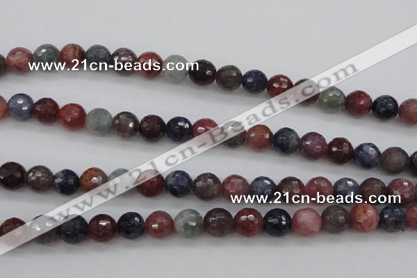 CRZ882 15.5 inches 8mm faceted round natural ruby sapphire beads