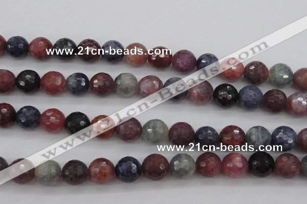 CRZ883 15.5 inches 10mm faceted round natural ruby sapphire beads