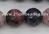 CRZ884 15.5 inches 12mm faceted round natural ruby sapphire beads