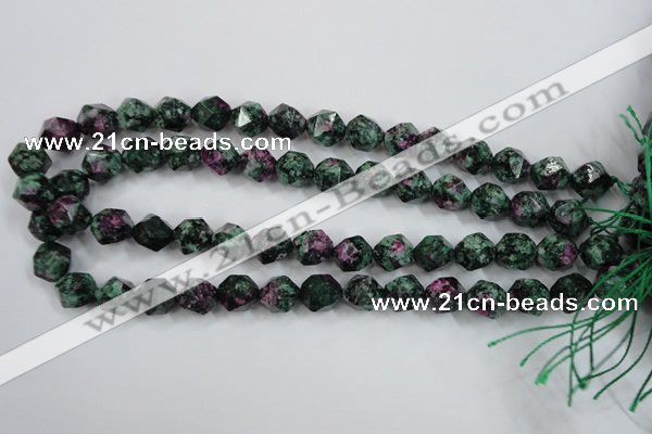 CRZ903 15.5 inches 10mm faceted nuggets Chinese ruby zoisite beads