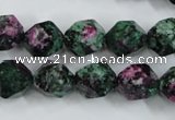 CRZ904 15.5 inches 12mm faceted nuggets Chinese ruby zoisite beads