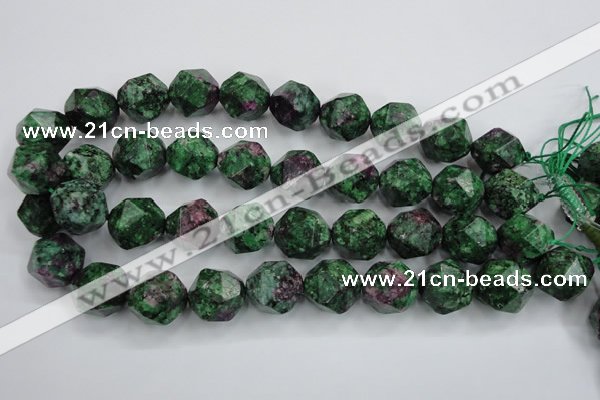 CRZ907 15.5 inches 18mm faceted nuggets Chinese ruby zoisite beads