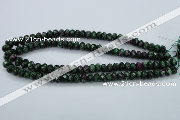 CRZ911 15.5 inches 6*10mm faceted rondelle Chinese ruby zoisite beads