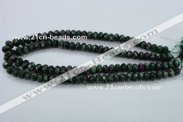 CRZ912 15.5 inches 8*12mm faceted rondelle Chinese ruby zoisite beads