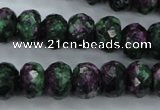 CRZ913 15.5 inches 10*14mm faceted rondelle Chinese ruby zoisite beads