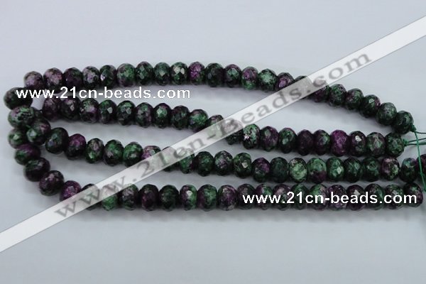 CRZ913 15.5 inches 10*14mm faceted rondelle Chinese ruby zoisite beads